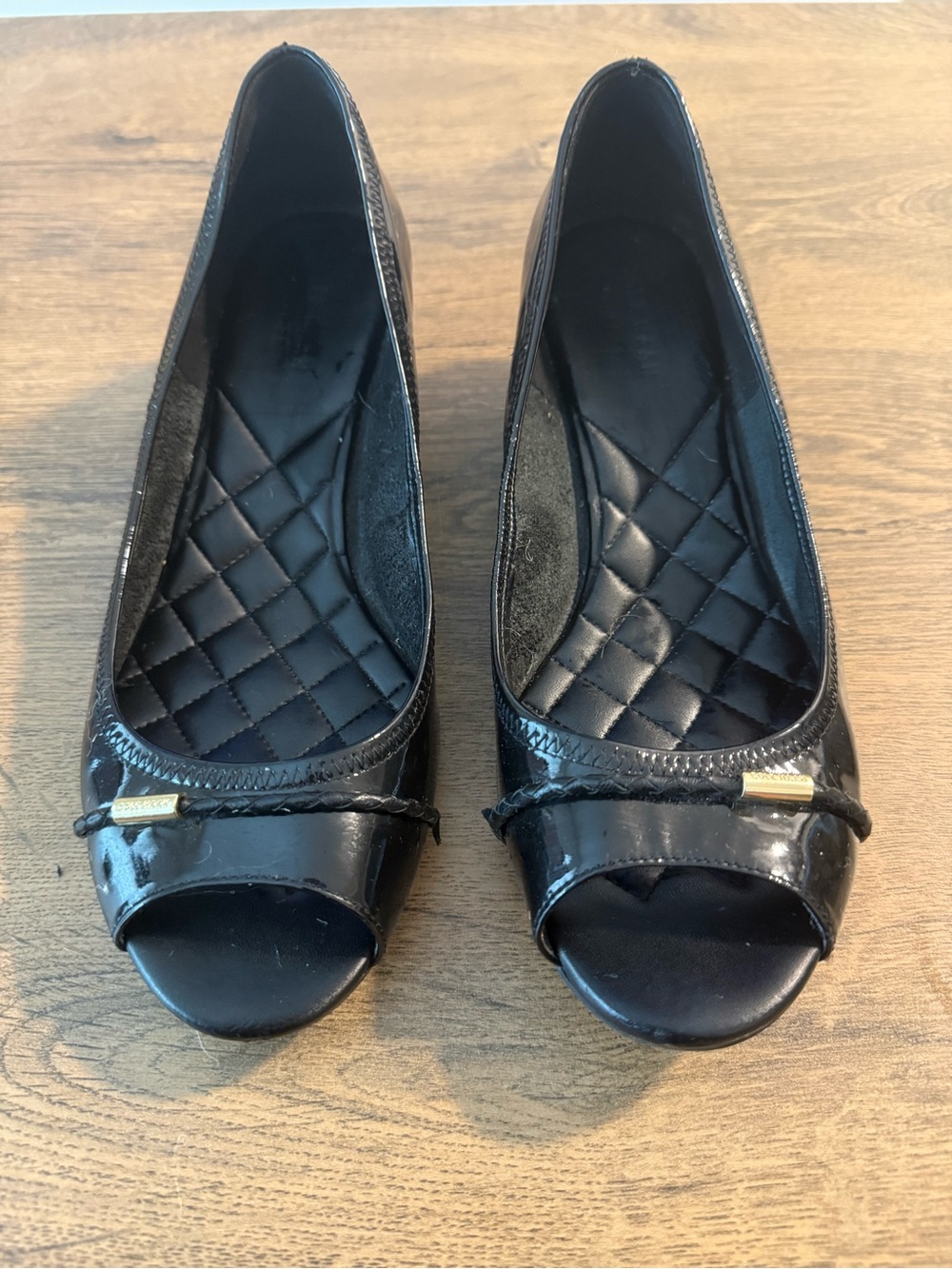 Cole Haan Peek-Toe Wedges in Black